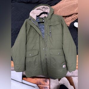 Women’s Green Carhartt Rain Defender Hooded Jacket